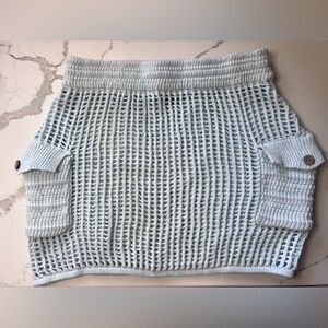 Blue Blush Crochet Baby Blue Knit Skirt/Swimsuit Coverup With Pockets,Size Small